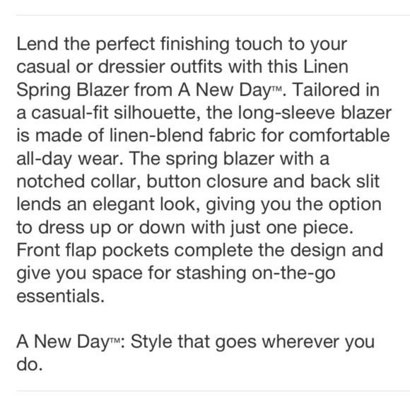 Women's Linen Spring Blazer - A New Day™
Tan new 🆕 - Picture 7 of 8